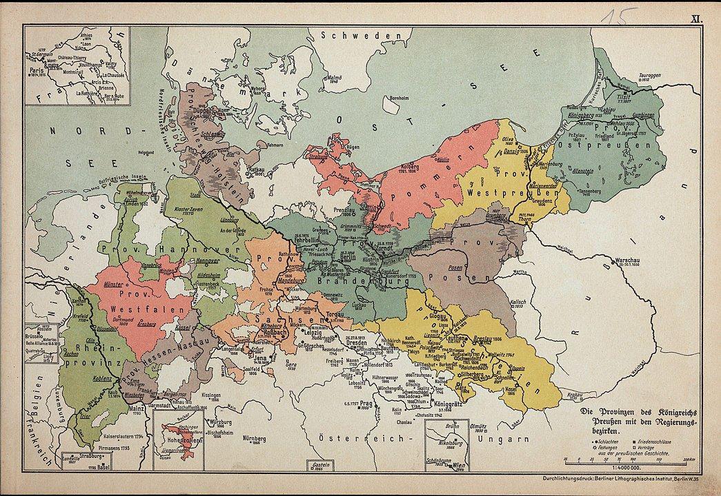 Landkarte Provinzen und Regierungsbezirke Preußens