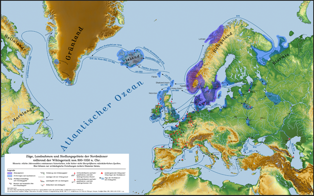 Karte ursprüngliche Siedlungsgebiete der Nordmannen